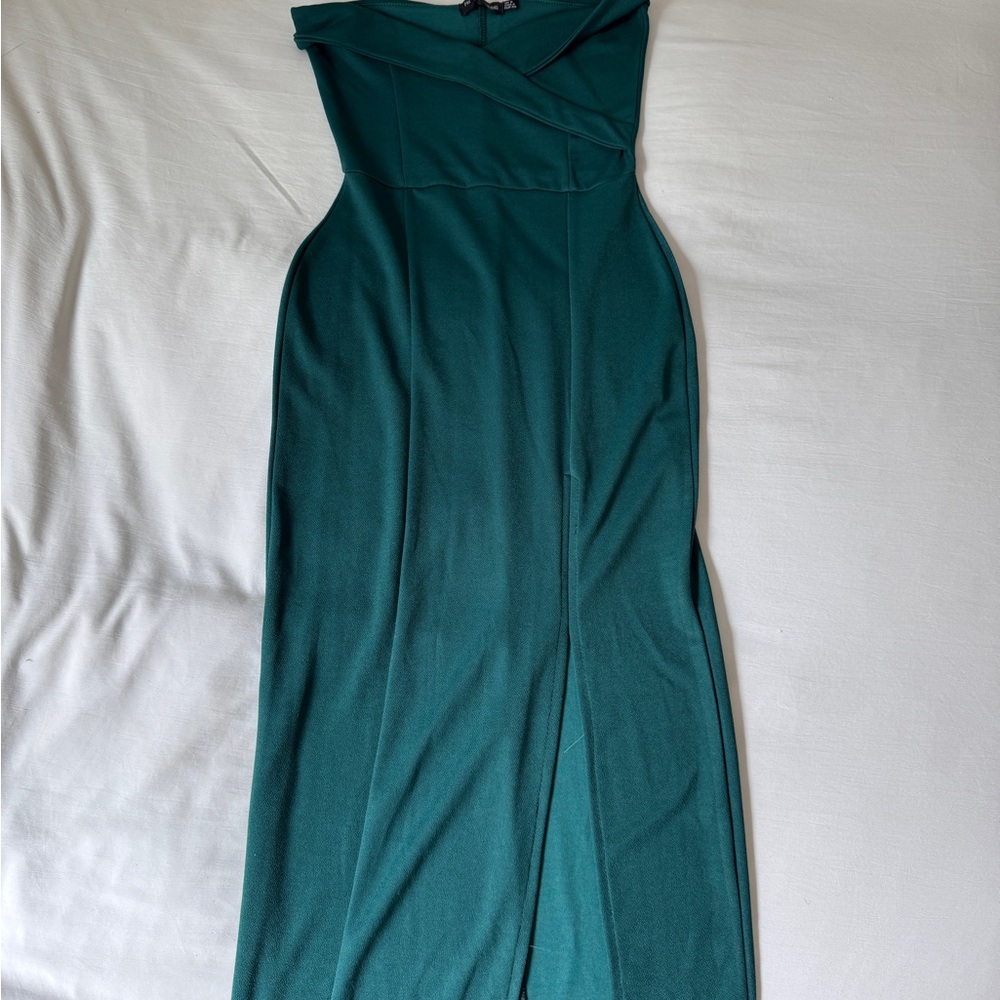 Pretty Little Thing Teal Off-Shoulder Dress
